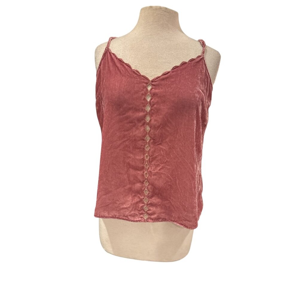 Maeve Velvet Camisole Tank Top Women’s Medium Pink Crushed Velvet Spaghetti Stra